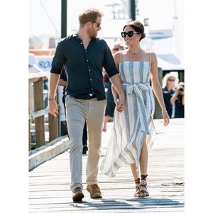 Reformation Striped Maxi Dress - White and Gray